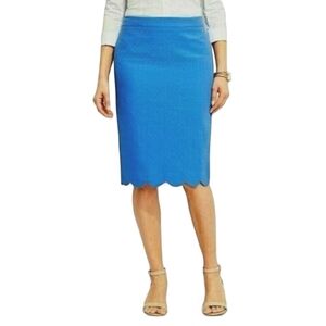 Talbots Pencil Skirt Textured Cotton Size 14 Scalloped Hem